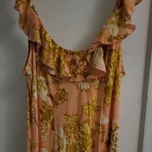Elegant Floral Maxi Dress in Peach and Yellow